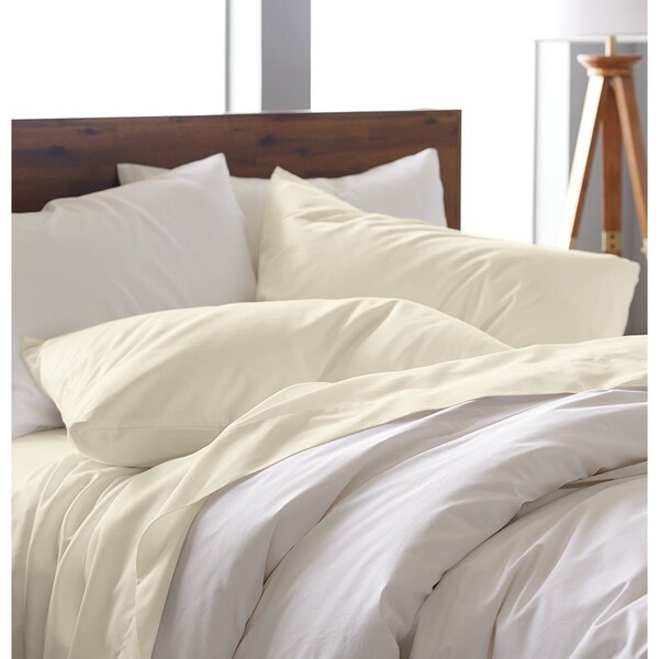 100% Cotton Sateen 500TC Percale Pillow Case Pair - Cream King / Cal King